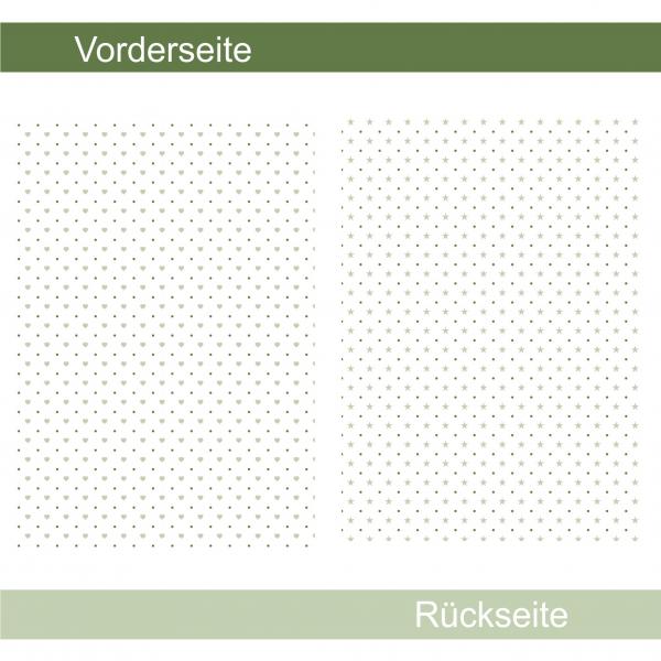 Herzen + Sterne eukalyptus - Designpapier